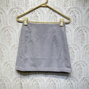 Lulus Corduroy Mini Skirt Women XS Lavender Grey Ribbed High Waisted New
